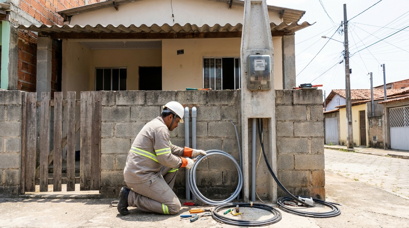 Instalação de Poste Padrão no Guanandi, Campo Grande‑MS